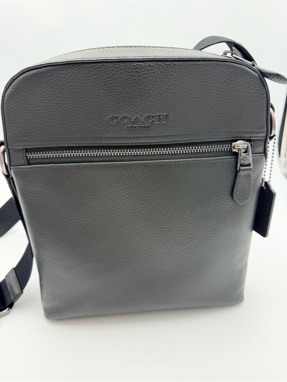 Coach Black Leather Houston Flight Bag Crossbody 4011